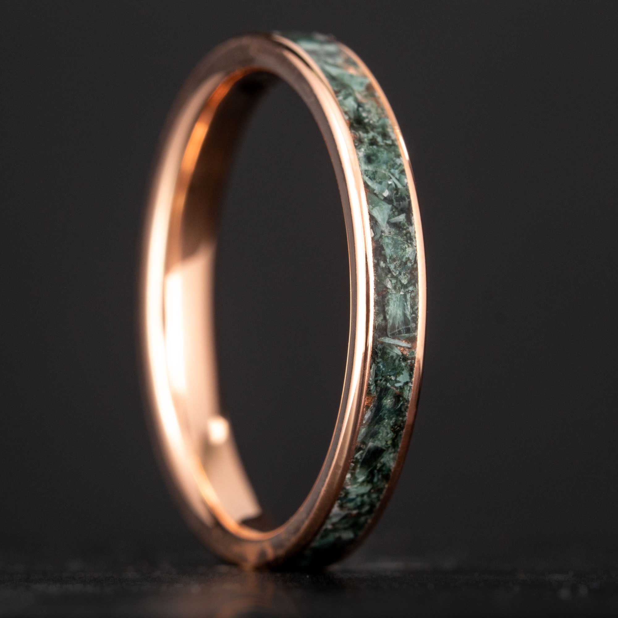 Thin Rose Gold Isle Royale Greenstone Inlay Ring