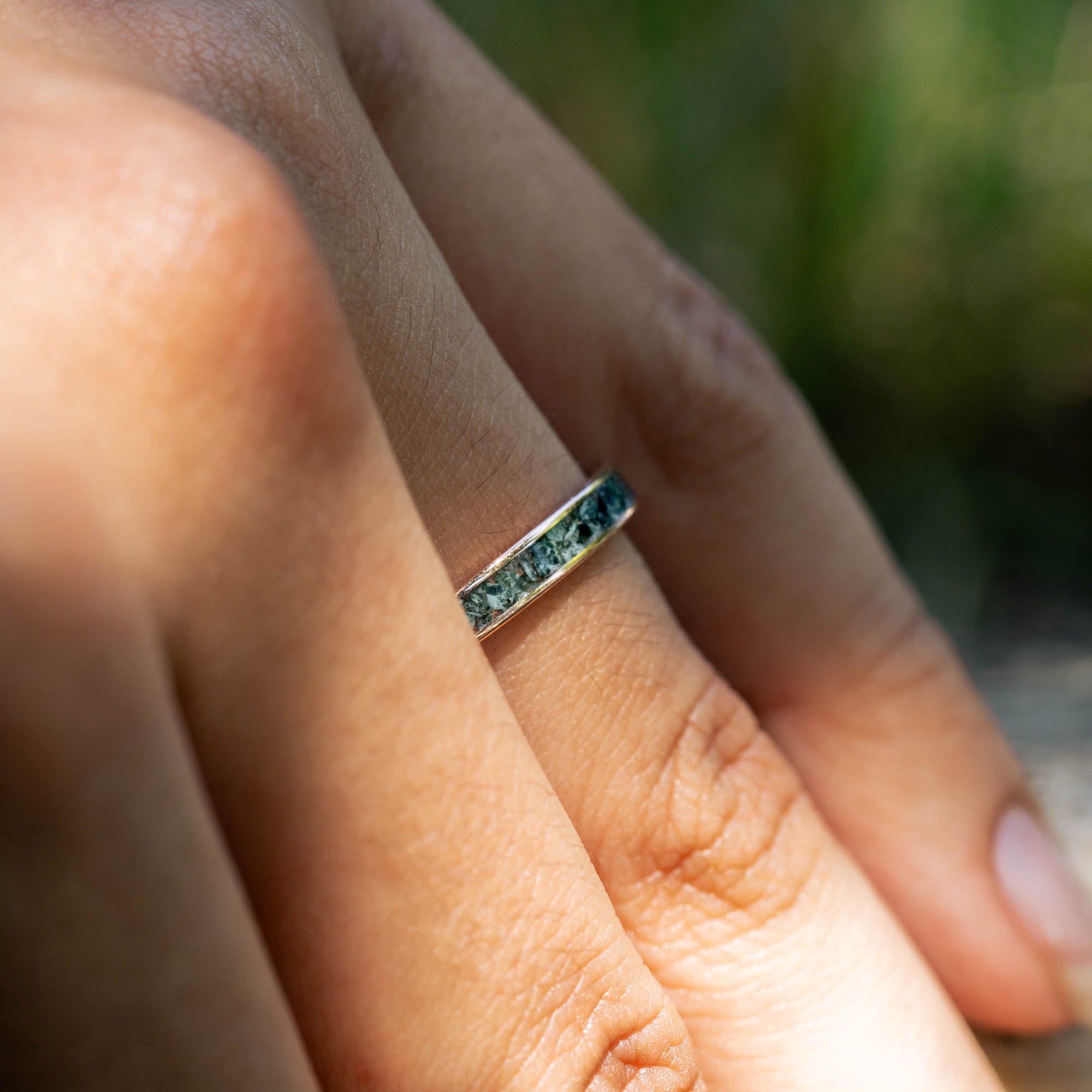 Thin Rose Gold Isle Royale Greenstone Inlay Ring | Honest Hands