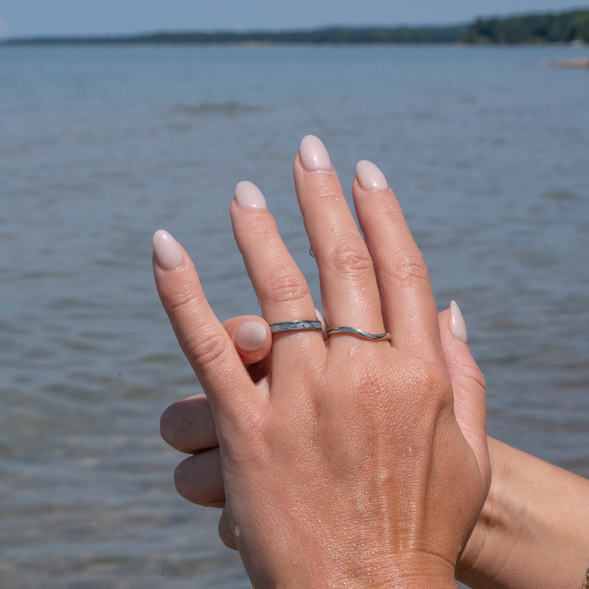 Thin Titanium Leland Blue Stone Inlay Ring