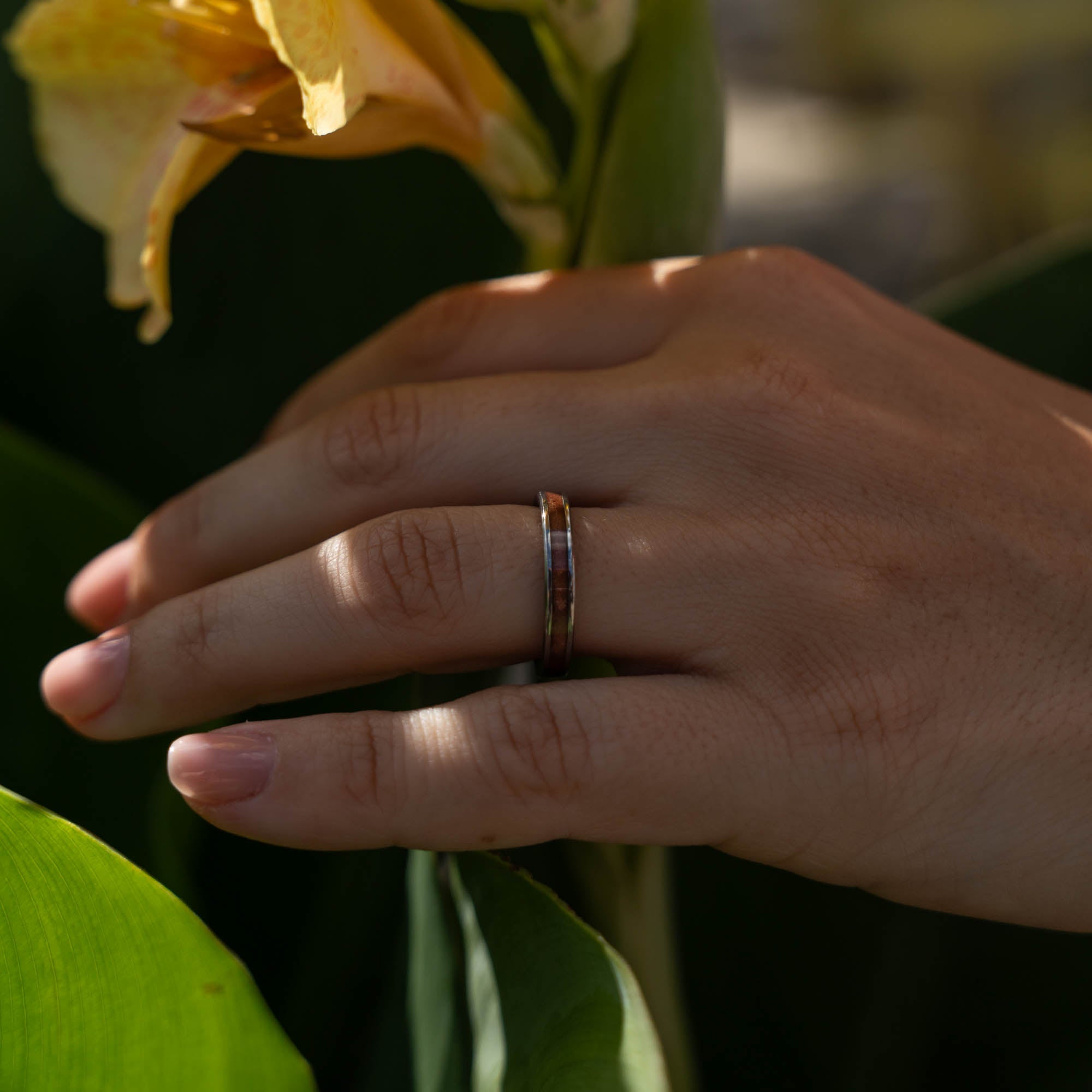 Thin Titanium Moab Utah Rock Inlay Ring