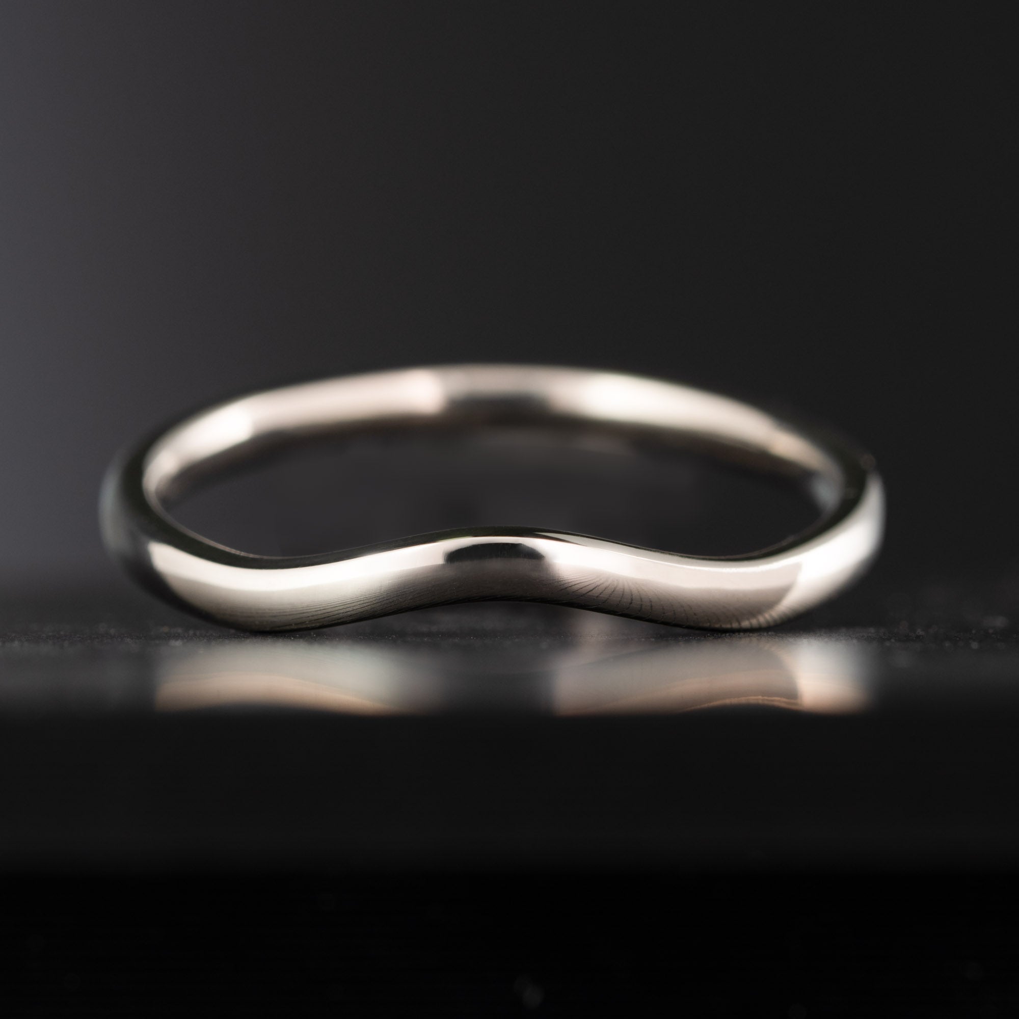 Thin White Gold Contour Ring