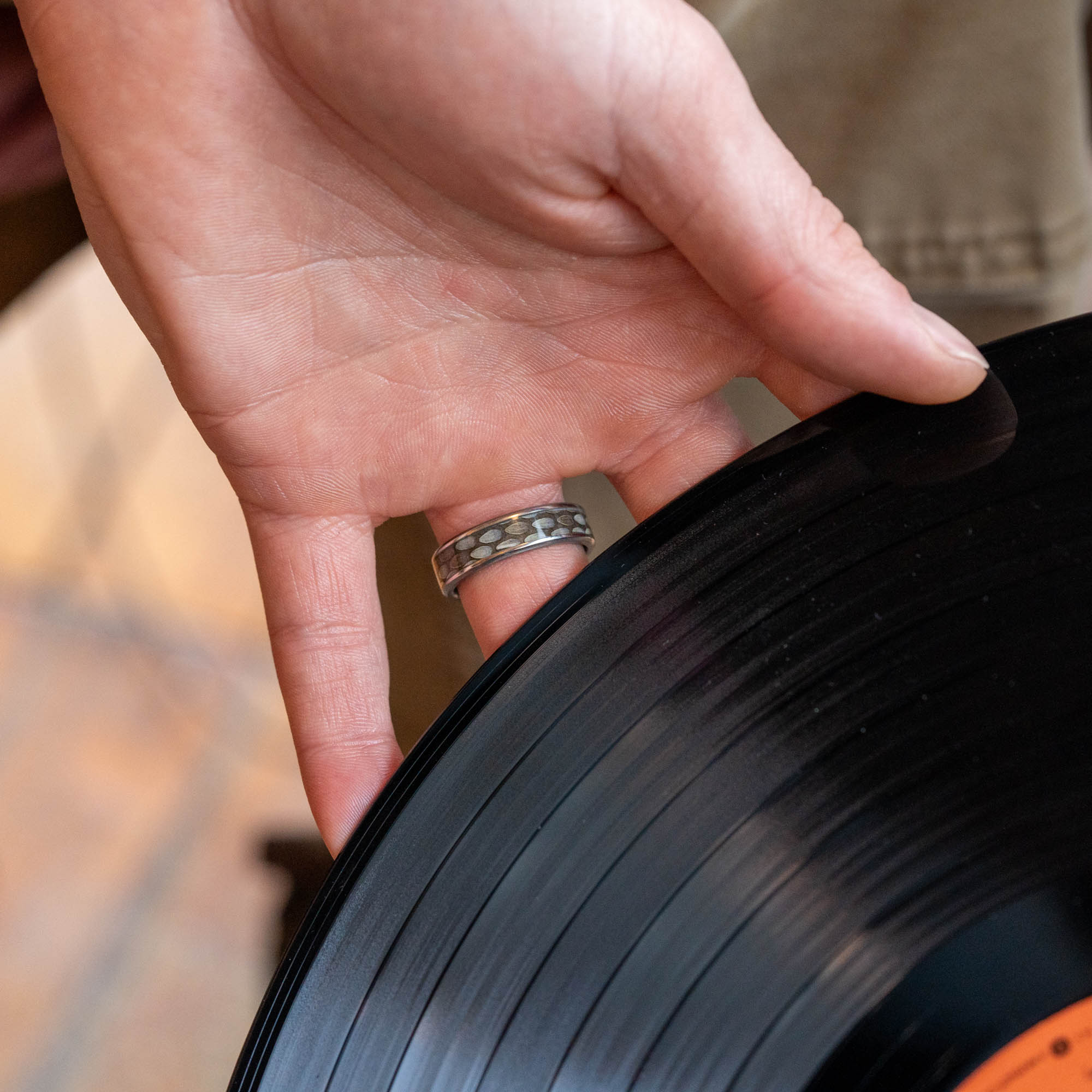 Titanium Rattlesnake Skin Inlay Ring