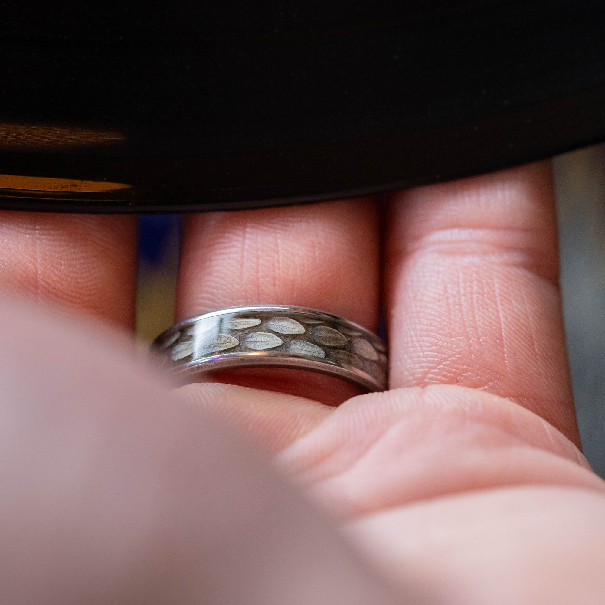 Titanium Rattlesnake Skin Inlay Ring