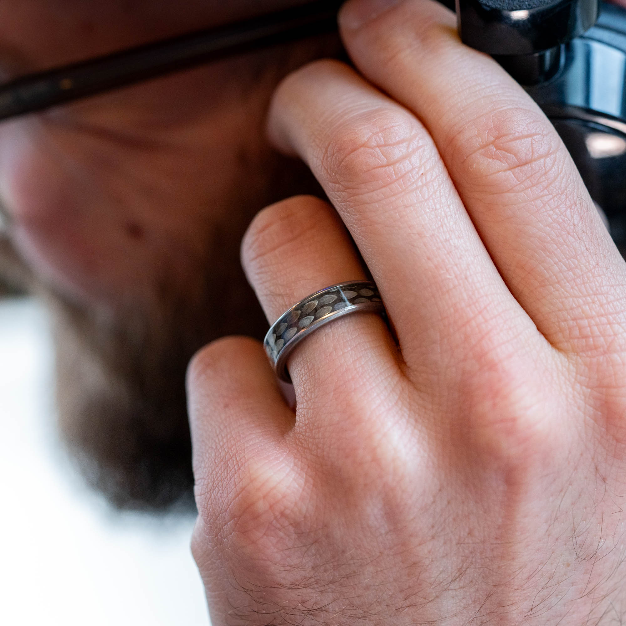 Titanium Rattlesnake Skin Inlay Ring
