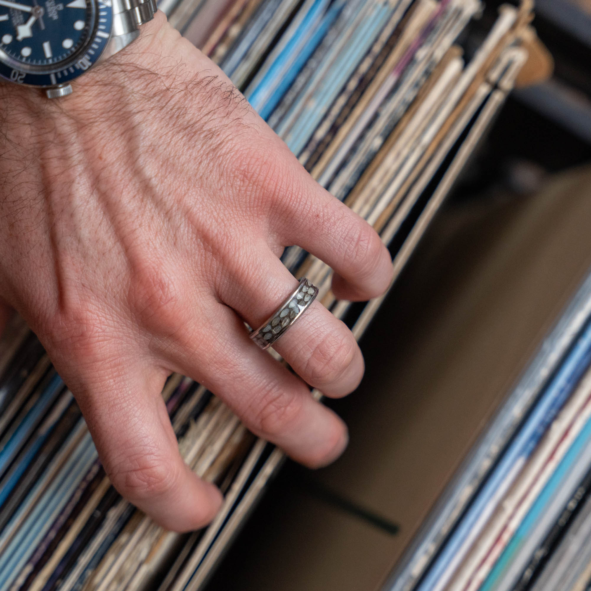 Titanium Rattlesnake Skin Inlay Ring