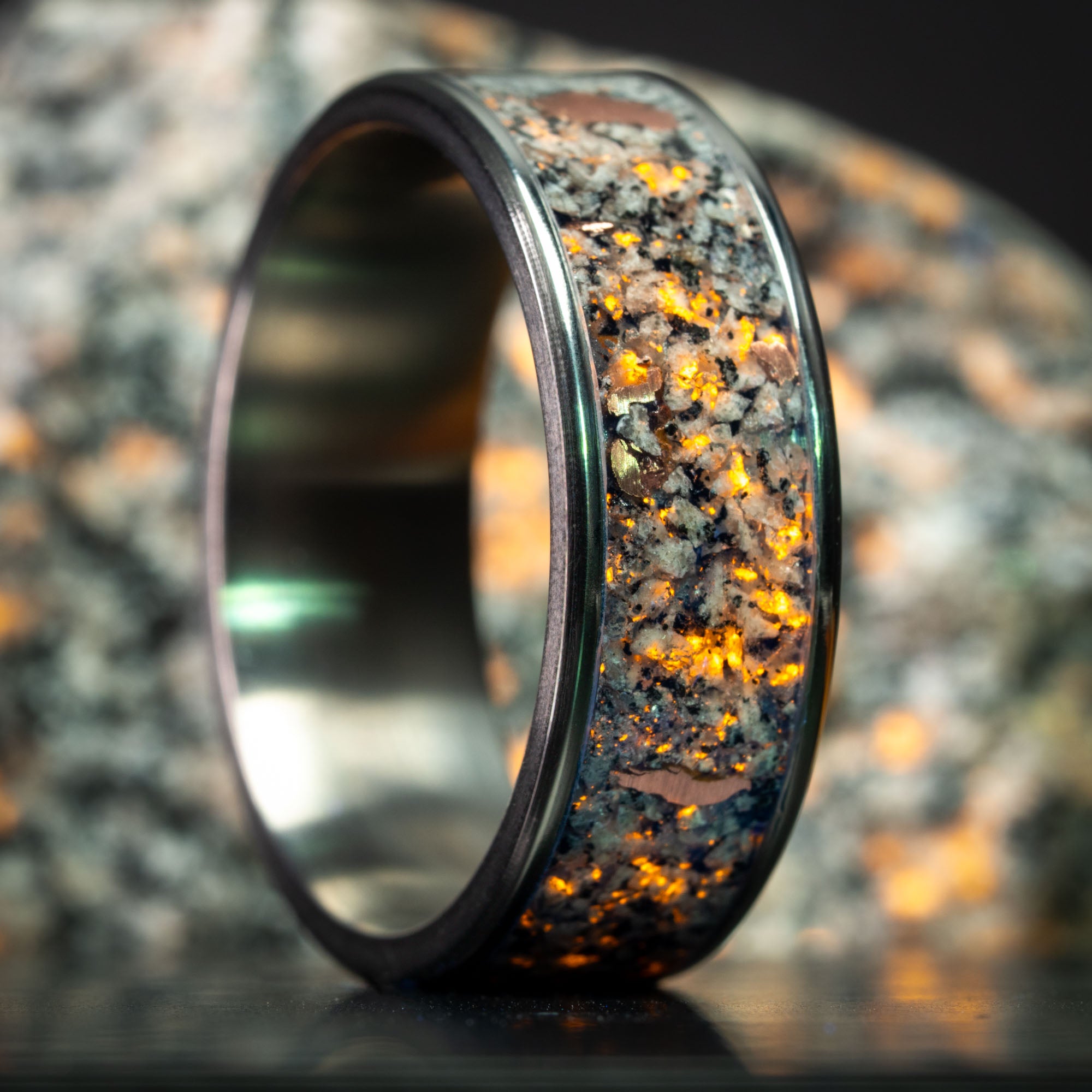 Titanium Yooper Glow & Copper Inlay Ring
