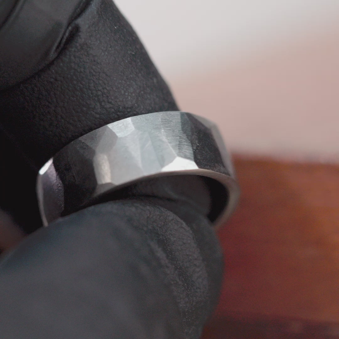 Titanium Chiseled Texture Ring | Honest Hands Ring Co